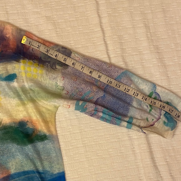 ET LOIS Artistic Multicolor Three Quarter Sleeve Blouse - Picture 11 of 11